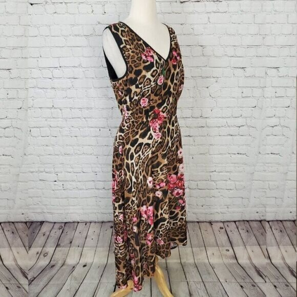 INC Size 8 Wave Leopard Floral Print Asymmetrical Sleeveless Dress NEW - Picture 4 of 7